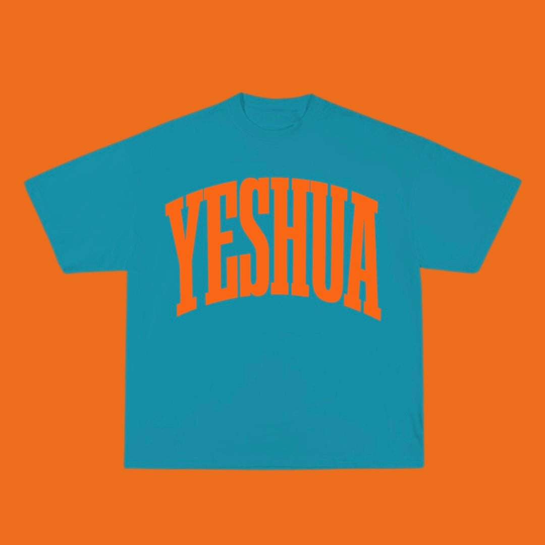 Yeshua Orange on Teal Tshirt