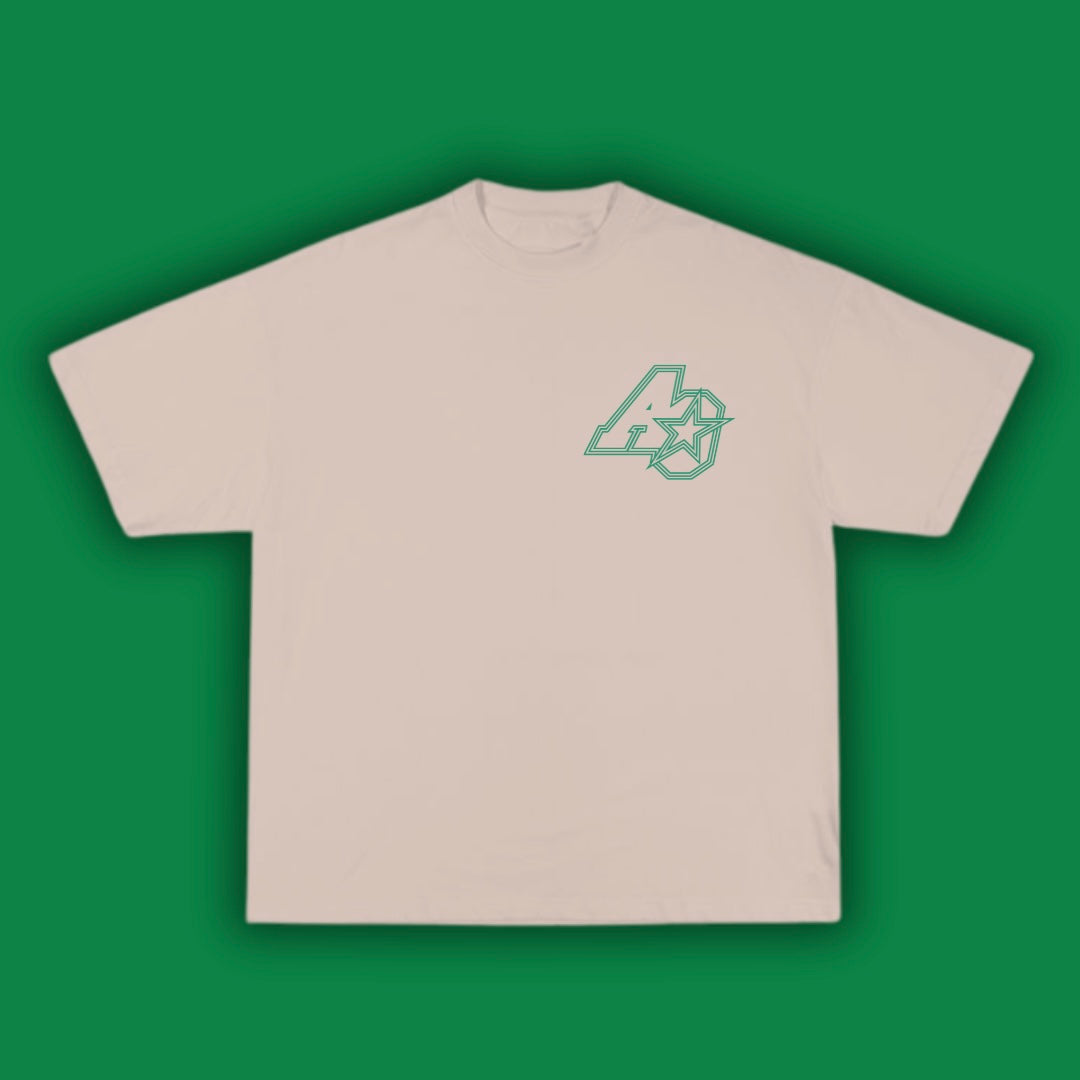 Alpha & Omega Green on Beige Tshirt