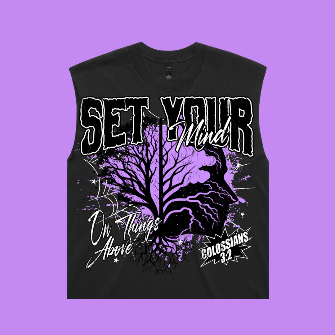Set your Mind Purple on Faded Black Tank